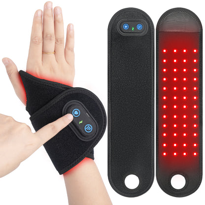 Red Light Therapy Wrist Brace Wireless 48 LEDs Infrared Light with Timer