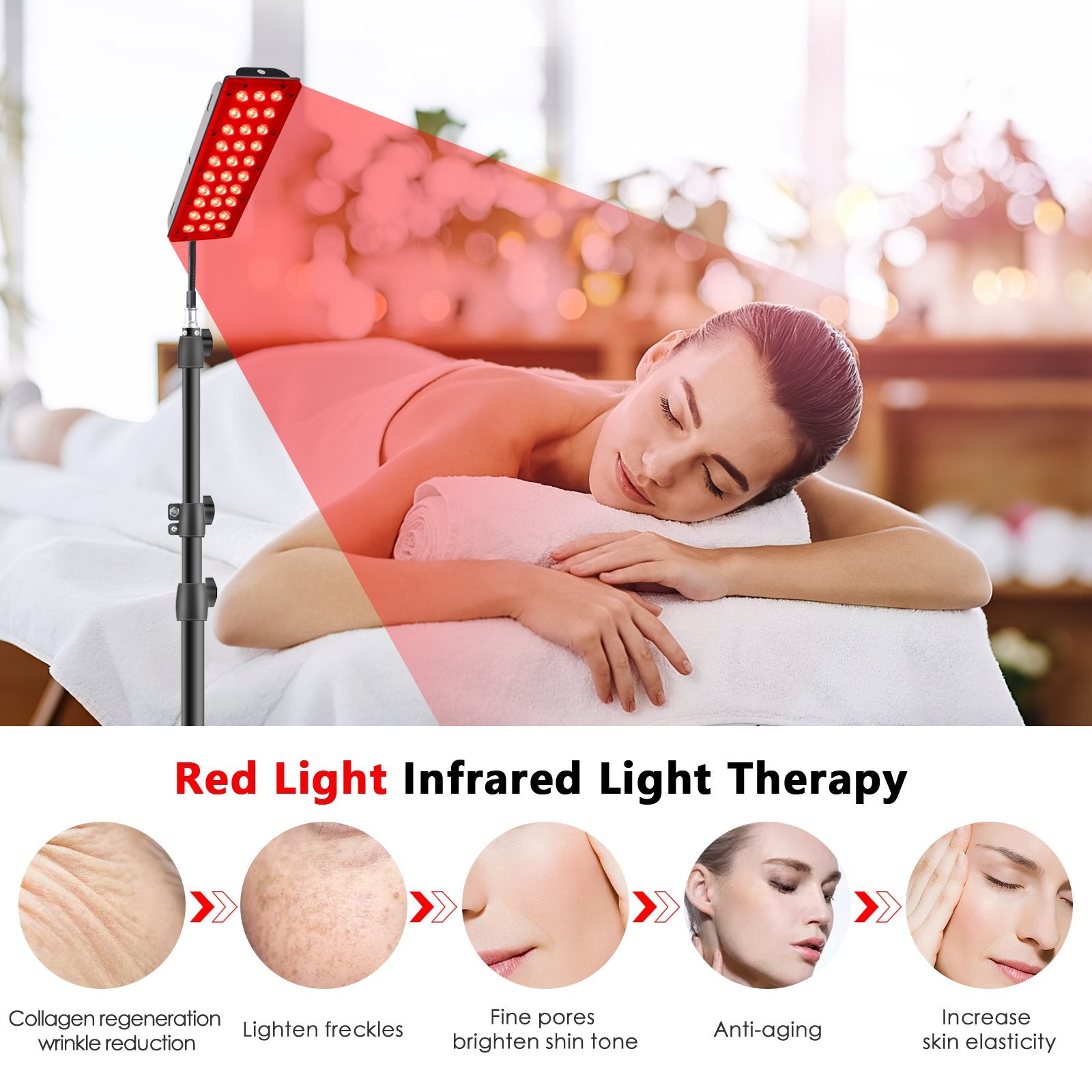 Red Light Therapy Lamp, Infrared Light Therapy with Stand 